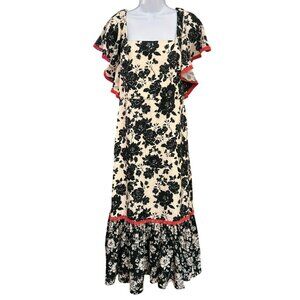 NWT Sachin & Babi Cream Black Bohemian Romantic Floral Maxi Camryn Gown Size 10